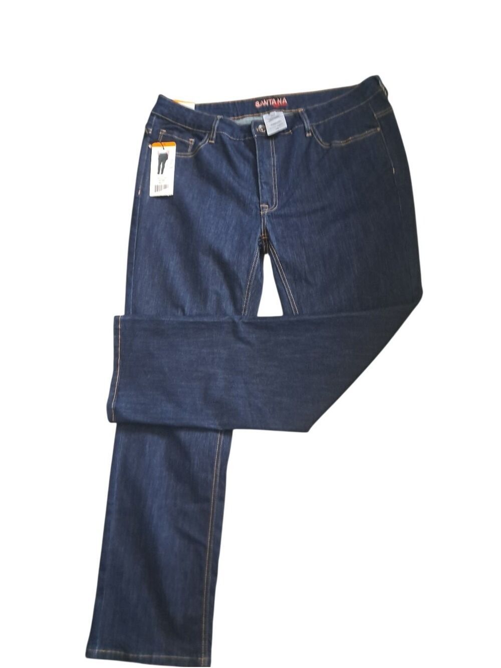 SANTANA Dark Wash TUMMY control mid rise classic straight jeans denim 16 *flaw*